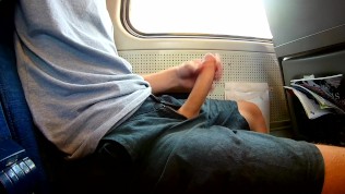 exhibitionist risky jerk off on a train heavy cumshot all over myself
